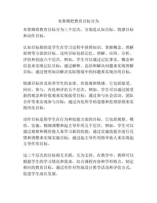 布鲁姆把教育目标分为
