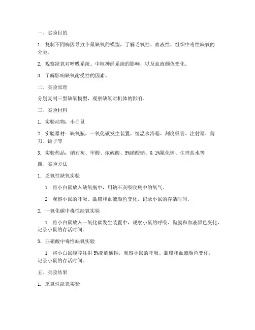 机能小鼠缺氧实验报告