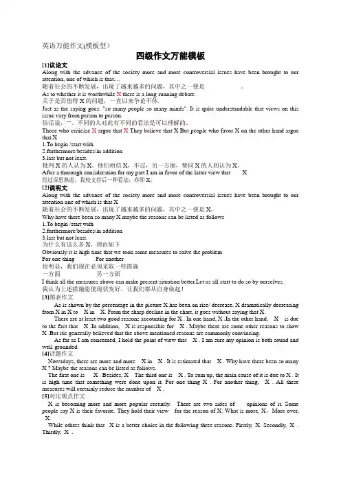 英语四级作文万能模板完整版