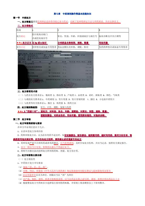 第七章中药调剂考点总结