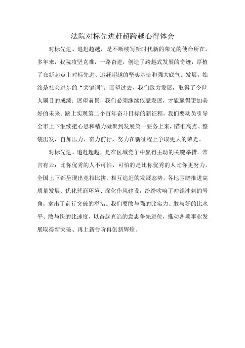 法院对标先进赶超跨越心得体会