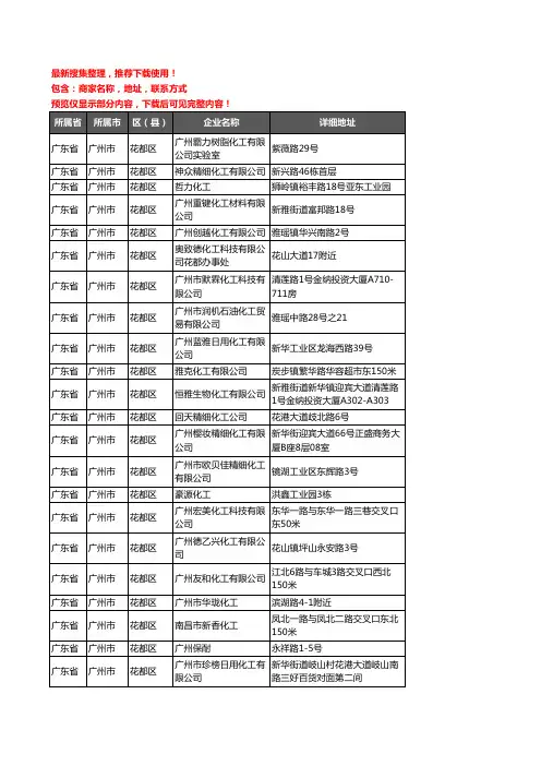 新版广东省广州市花都区化工厂企业公司商家户名录单联系方式地址大全67家