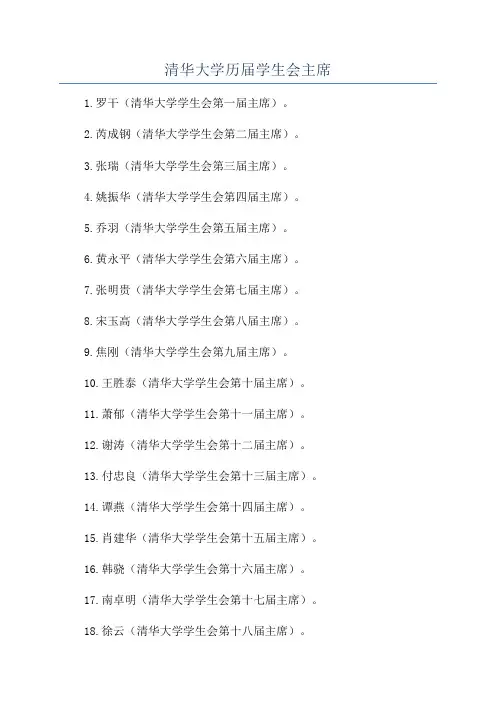 清华大学历届学生会主席