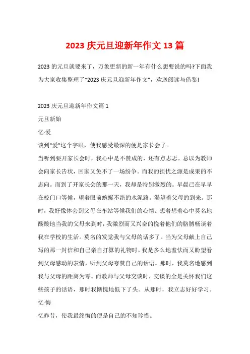 2023庆元旦迎新年作文13篇