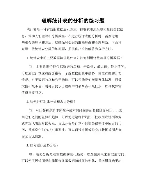 理解统计表的分析的练习题