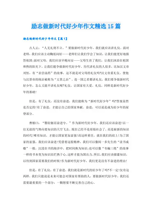 励志做新时代好少年作文精选15篇