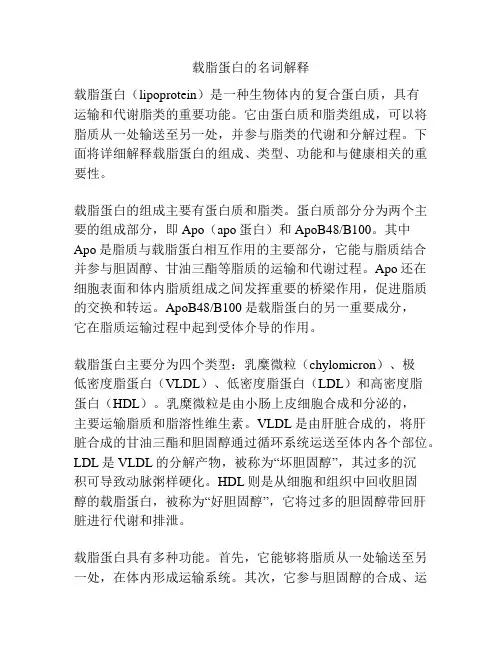 载脂蛋白的名词解释