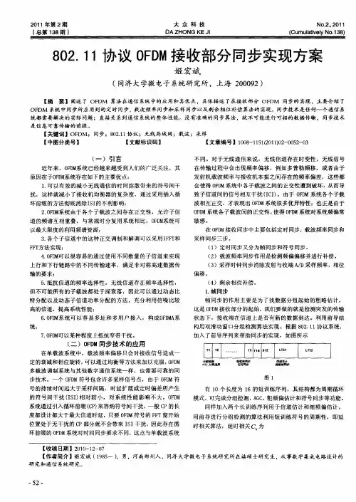 802.11协议OFDM接收部分同步实现方案