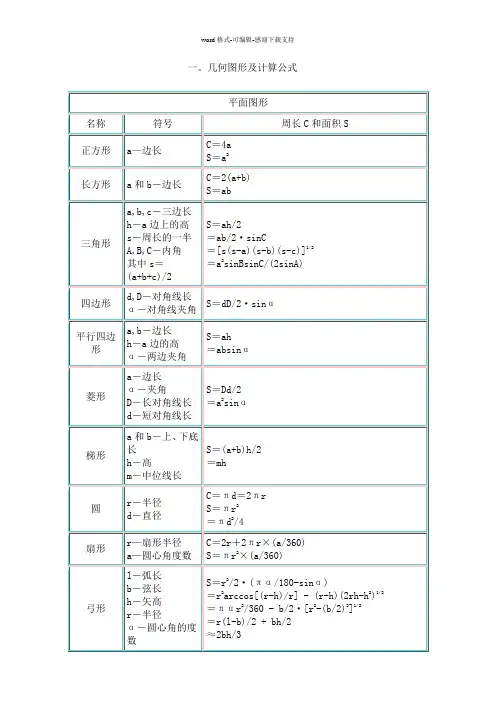 几何图形及计算公式