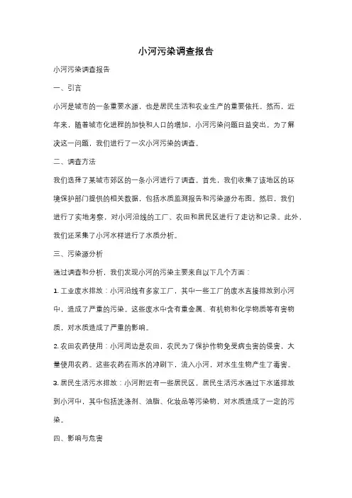 小河污染调查报告