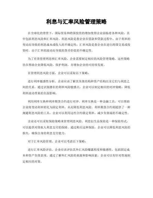 利息与汇率风险管理策略