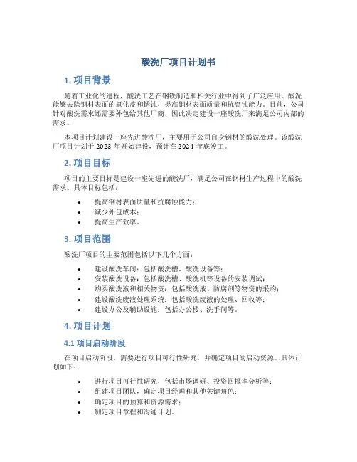 酸洗厂项目计划书