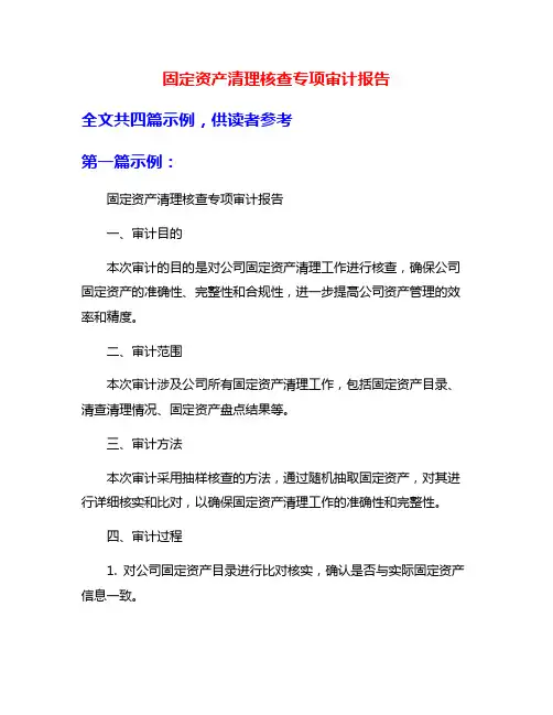 固定资产清理核查专项审计报告