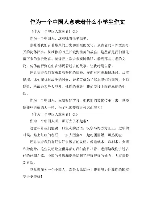 作为一个中国人意味着什么小学生作文