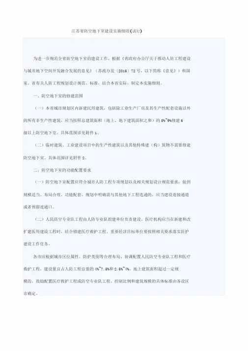 江苏省防空地下室建设实施细则(20200401000827)