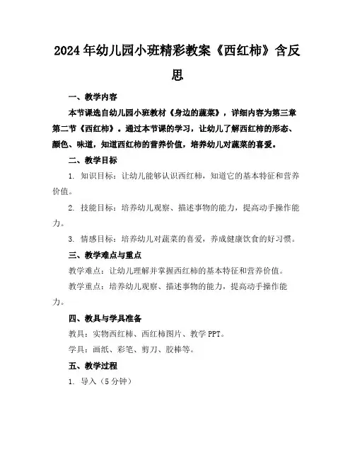 2024年幼儿园小班精彩教案《西红柿》含反思