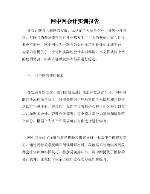 网中网会计实训报告