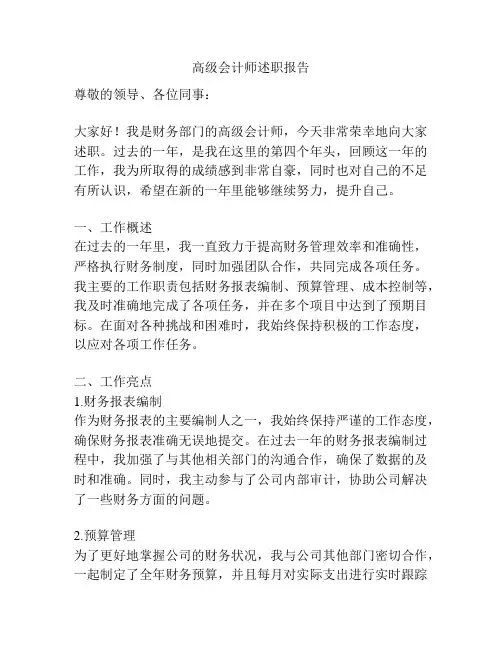 高级会计师述职报告