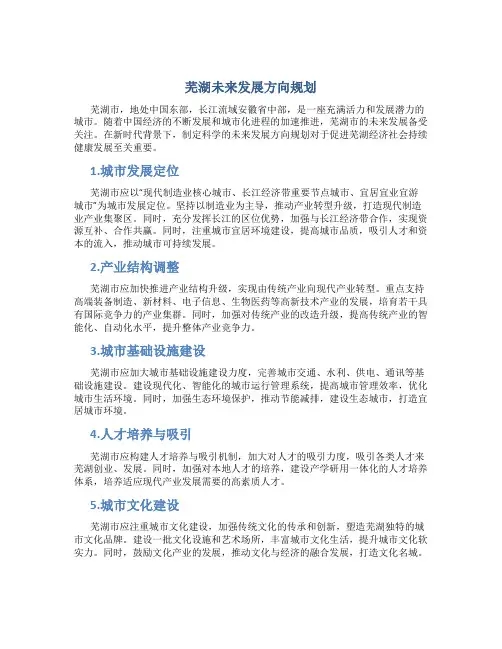 芜湖未来发展方向规划