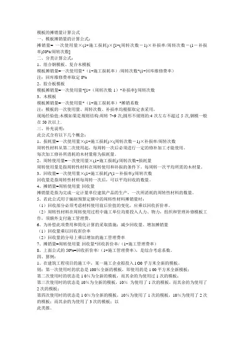 模板摊销量