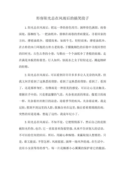 形容阳光总在风雨后的搞笑段子
