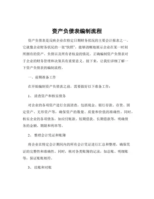 资产负债表编制流程