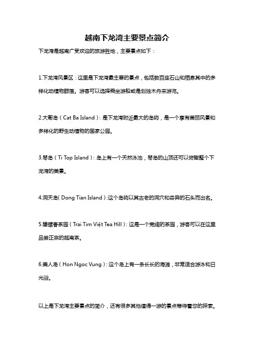 越南下龙湾主要景点简介