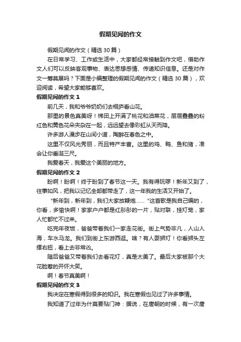 假期见闻的作文（精选30篇）