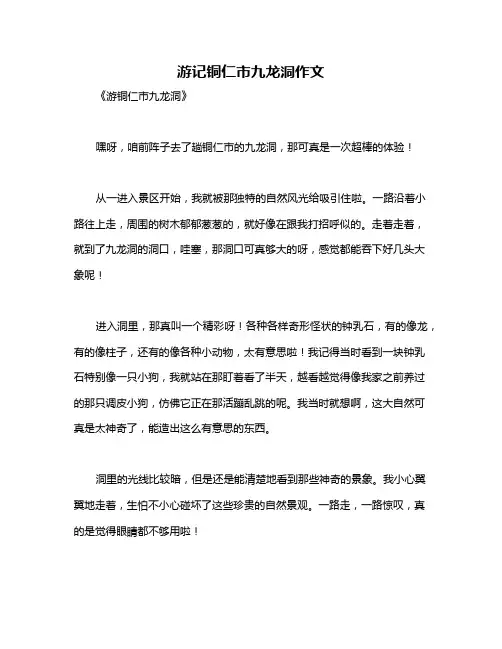 游记铜仁市九龙洞作文
