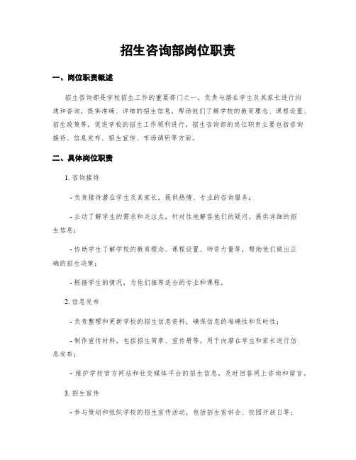 招生咨询部岗位职责