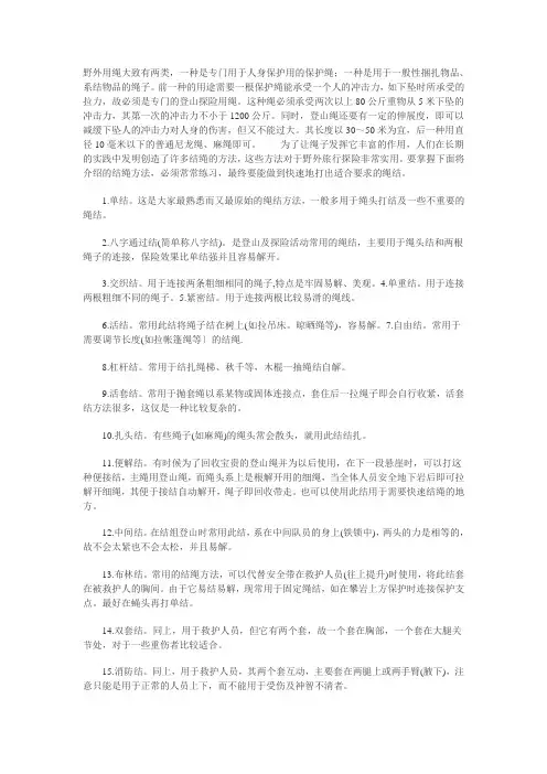 户外常用结绳方法-非常有用