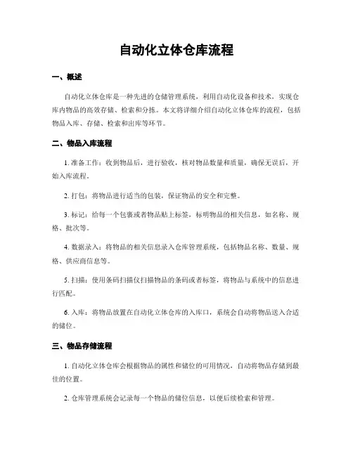 自动化立体仓库流程