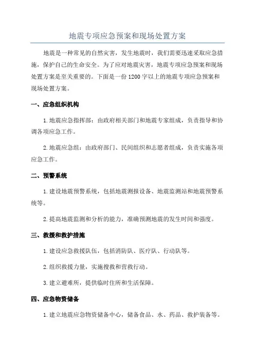 地震专项应急预案和现场处置方案