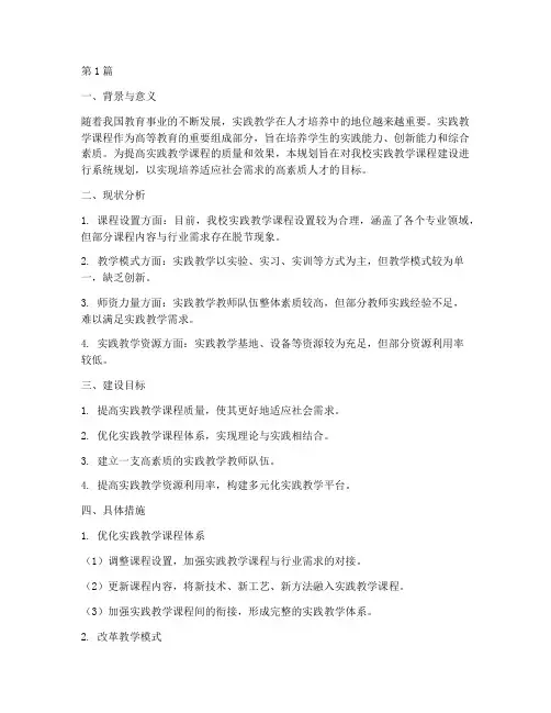 实践教学课程建设规划(3篇)