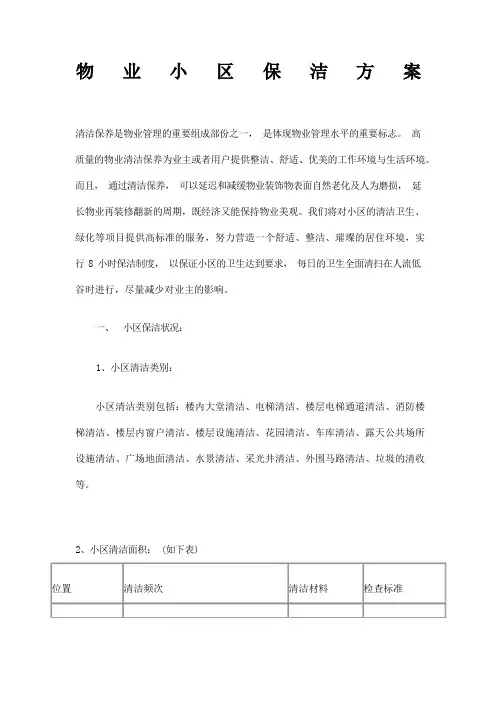 物业小区保洁方案
