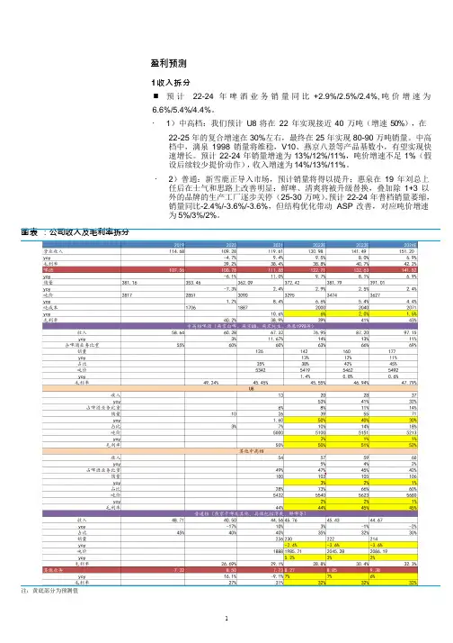 燕京啤酒收入拆分及财务报表