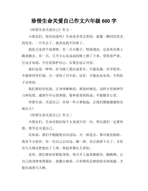 珍惜生命关爱自己作文六年级600字