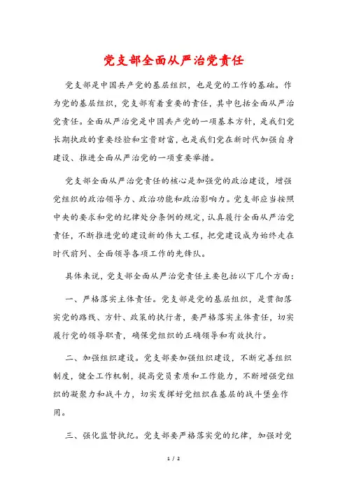 党支部全面从严治党责任