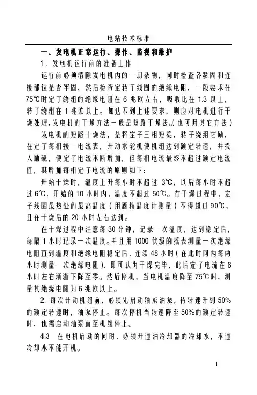 发电机运行规程