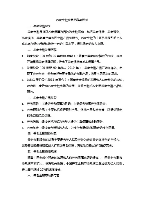 养老金融发展历程与现状