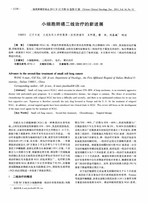 小细胞肺癌二线治疗的新进展