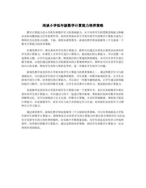 浅谈小学低年级数学计算能力培养策略