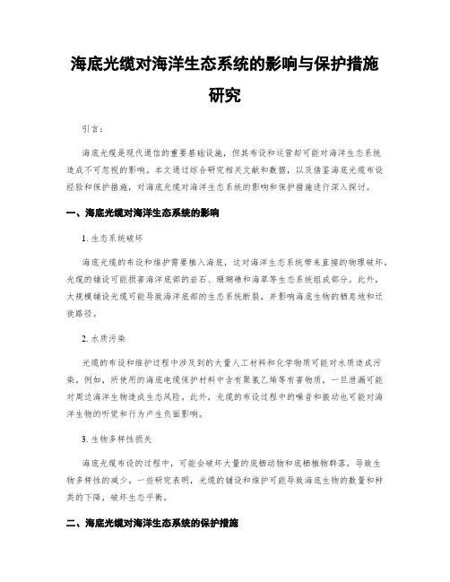 海底光缆对海洋生态系统的影响与保护措施研究