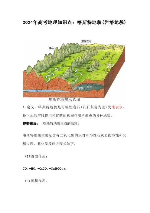 2024年高考地理知识点：喀斯特地貌(岩溶地貌)