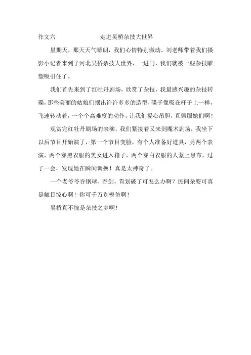 作文六               走进吴桥杂技大世界