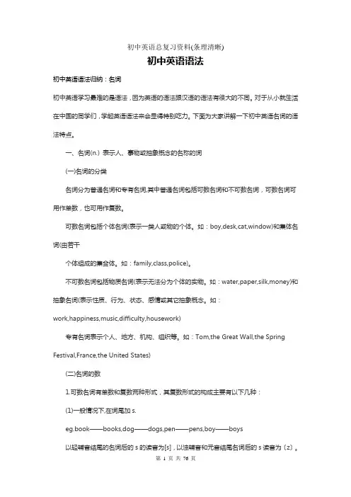 初中英语语法归纳1