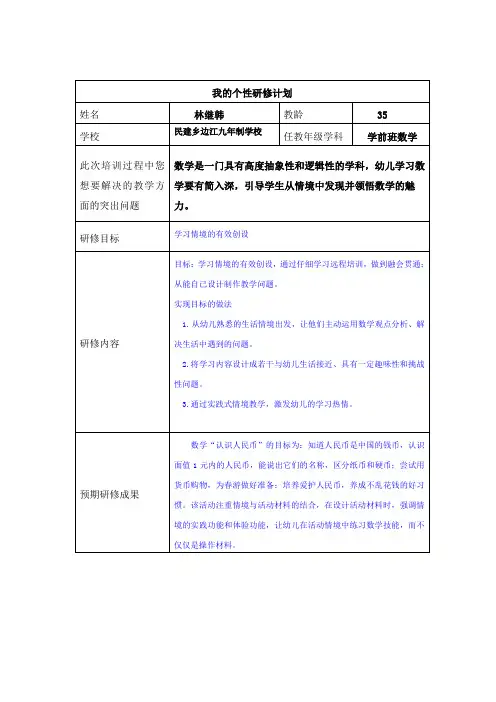 作业2 我的个性研修计划