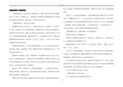 寂寞的稻草人阅读答案