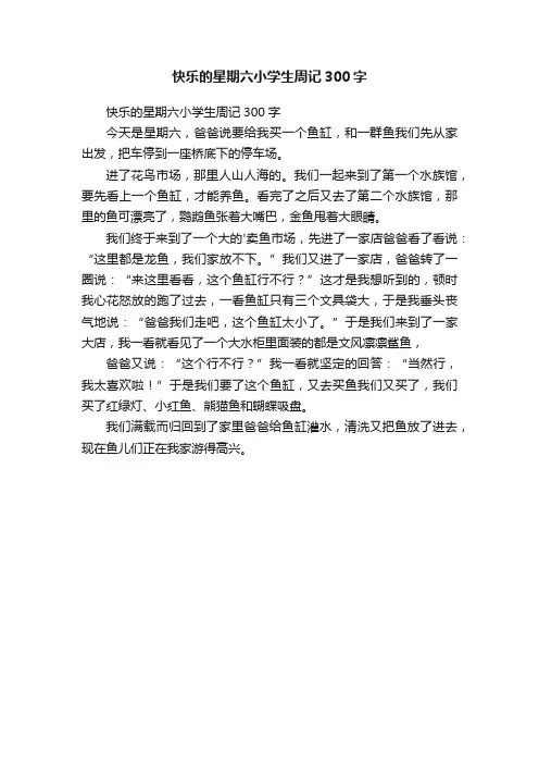 快乐的星期六小学生周记300字