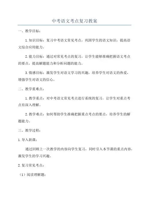 中考语文考点复习教案